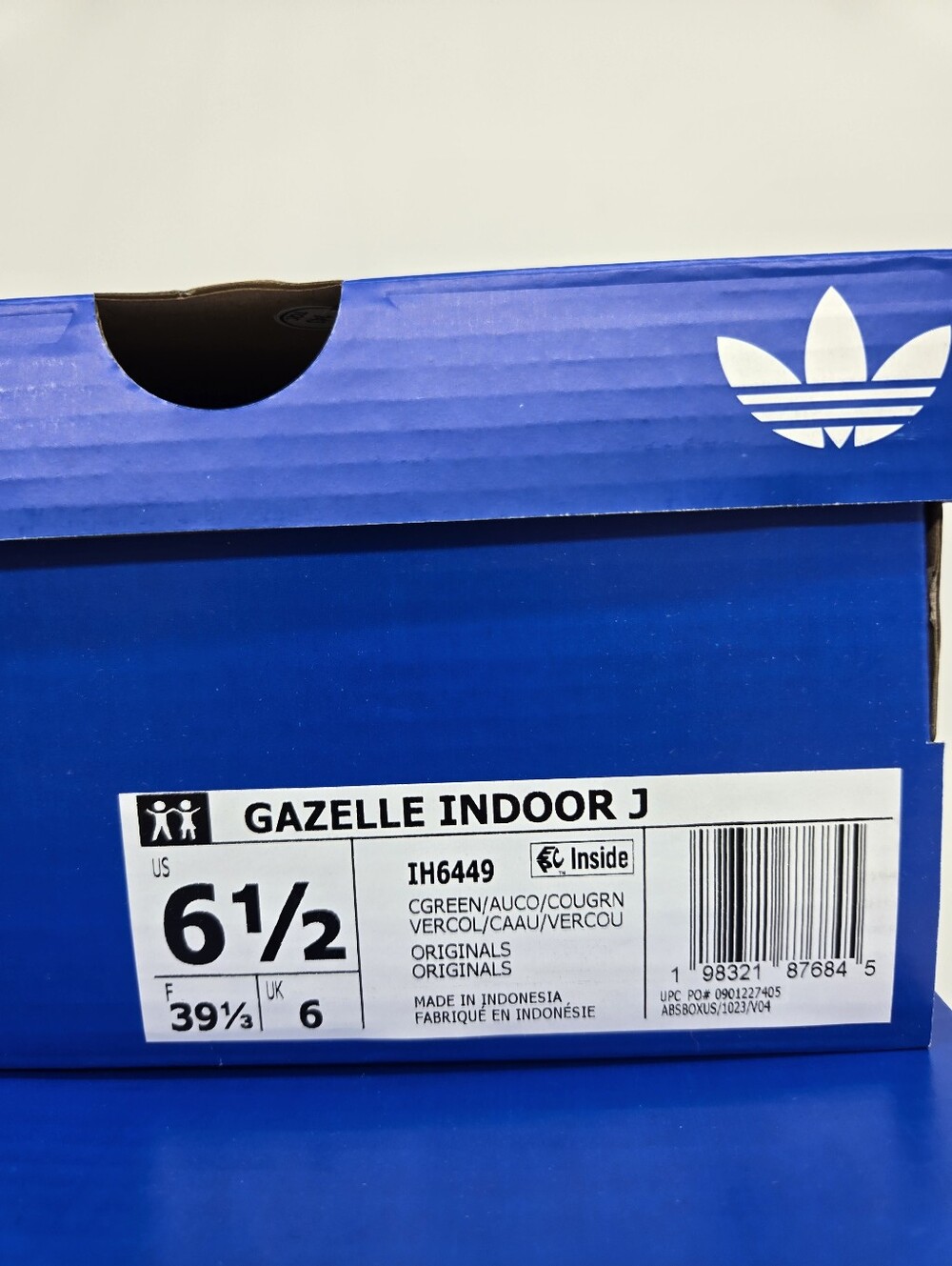 adidas Gazelle Indoor J Collegiate Green Aurora Coffee Shoes Size 6.5 - Picture 8 of 8